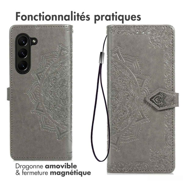 iMoshion Etui de téléphone portefeuille Mandala Samsung Galaxy Z Fold 5 - Gris