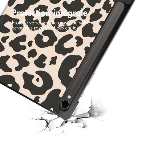 imoshion Coque tablette Design Trifold Samsung Galaxy Tab S9 11.0 pouces - Leopard