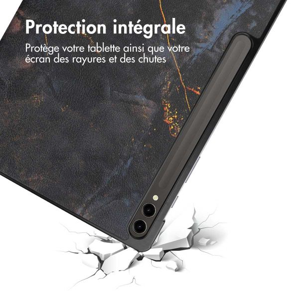 imoshion Coque tablette Design Trifold Samsung Galaxy Tab S9 Plus - Black Marble