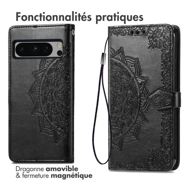 imoshion Etui de téléphone portefeuille Mandala Google Pixel 8 Pro - Noir