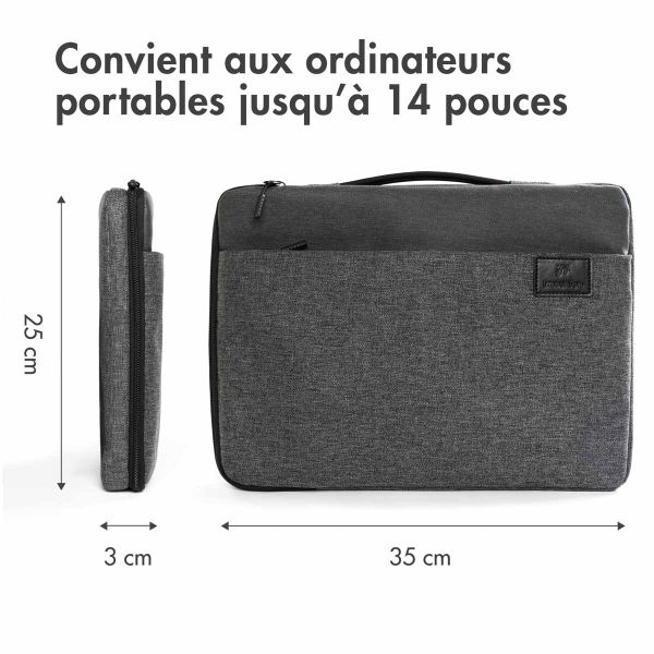 imoshion Pochette ordinateur 13-14 pouces - Pochette ordinateur avec poignée - Convient aux ordinateurs portables jusqu'à 13-14 pouces - Gris