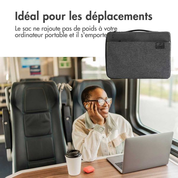 imoshion Pochette ordinateur 13-14 pouces - Pochette ordinateur avec poignée - Convient aux ordinateurs portables jusqu'à 13-14 pouces - Gris