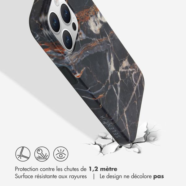 Selencia Aurora Coque Fashion iPhone 15 Pro Max - Coque durable - 100% recyclée - Marbre Noir