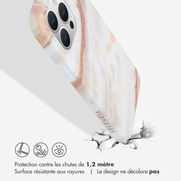 Selencia Aurora Coque Fashion iPhone 15 Pro Max - Coque durable - 100% recyclée - Marbre Blanc
