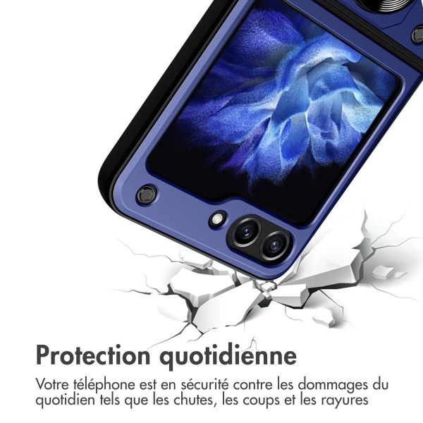 iMoshion Coque Arrière Rugged avec anneau Samsung Galaxy Z Flip 5 - Bleu foncé