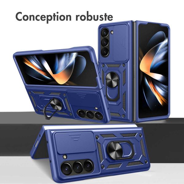 iMoshion Coque Arrière Rugged avec anneau Samsung Galaxy Z Fold 5 - Bleu foncé