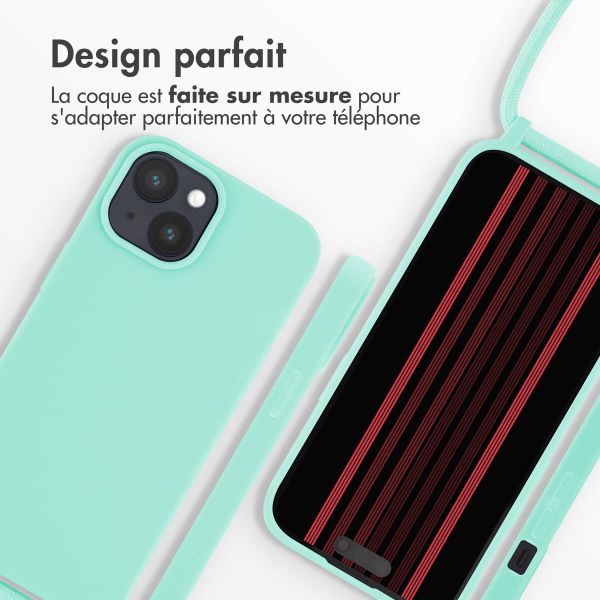 iMoshion ﻿Coque en silicone avec cordon iPhone 15 - Menthe verte