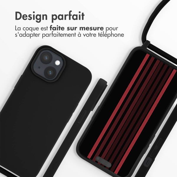iMoshion ﻿Coque en silicone avec cordon iPhone 15 - Noir