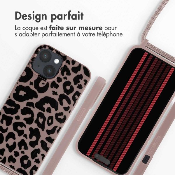 iMoshion Coque design en silicone avec cordon iPhone 15 - Animal Pink