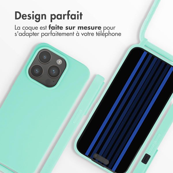 iMoshion ﻿Coque en silicone avec cordon iPhone 15 Pro - Menthe verte