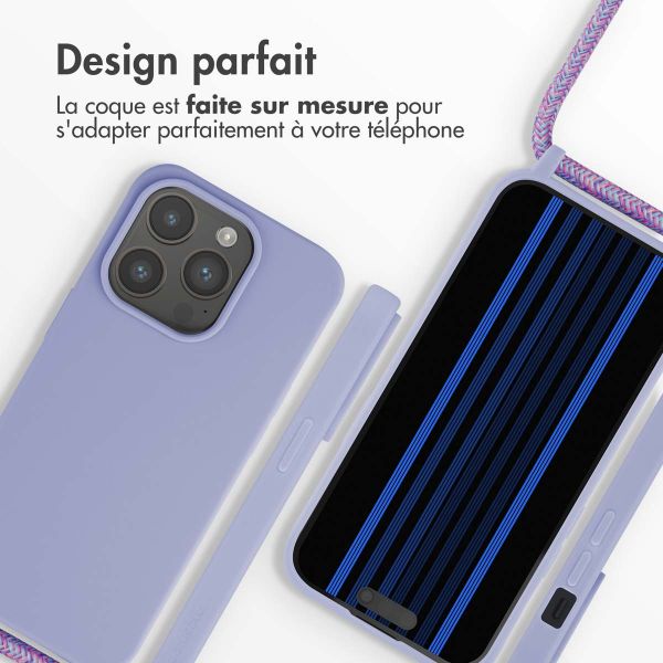 iMoshion ﻿Coque en silicone avec cordon iPhone 15 Pro - Violet