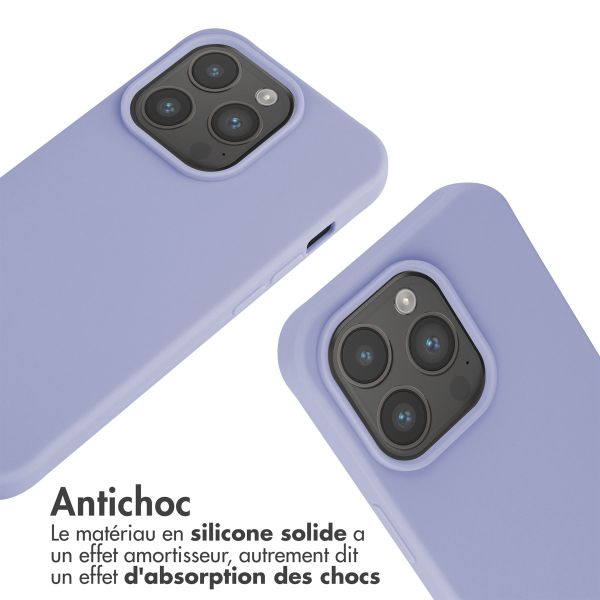 iMoshion ﻿Coque en silicone avec cordon iPhone 15 Pro - Violet