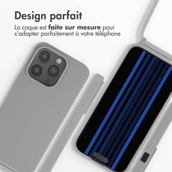 iMoshion ﻿Coque en silicone avec cordon iPhone 15 Pro - Gris clair