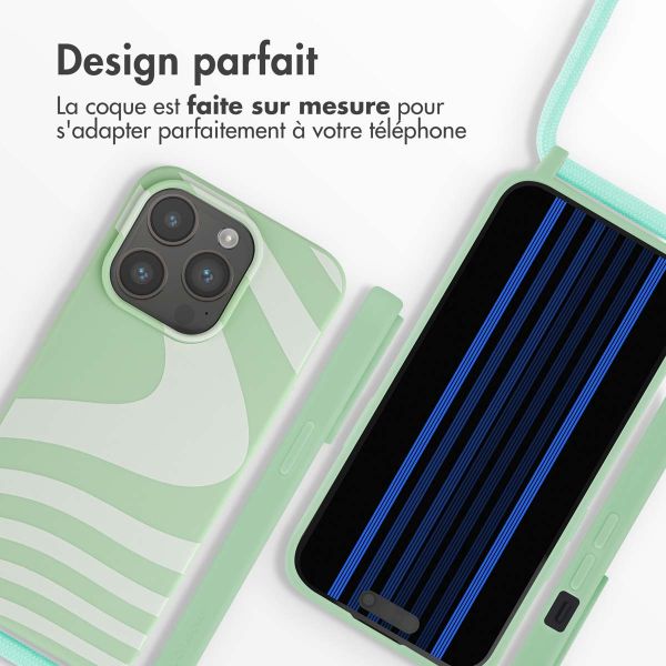 iMoshion Coque design en silicone avec cordon iPhone 15 Pro - Retro Green