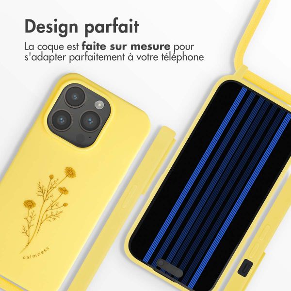 iMoshion Coque design en silicone avec cordon iPhone 15 Pro - Flower Yellow