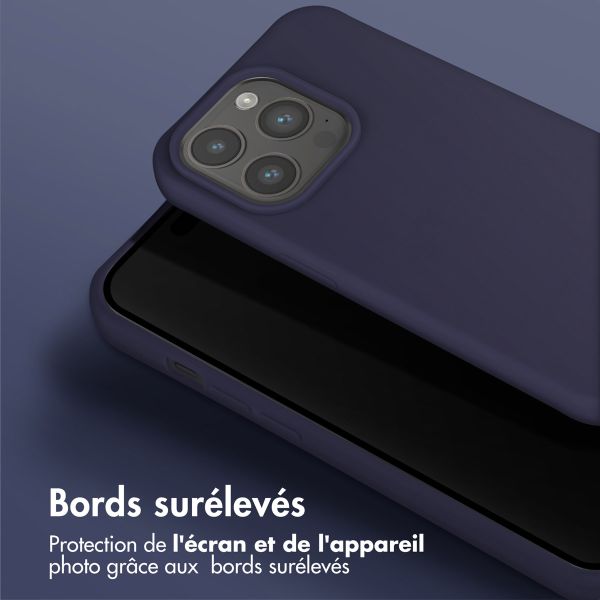 Selencia Coque silicone avec cordon amovible iPhone 15 Pro - Bleu foncé