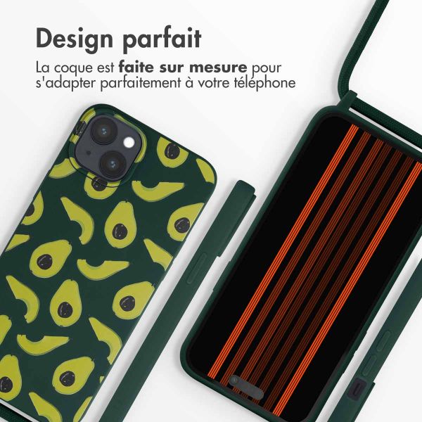 iMoshion Coque design en silicone avec cordon iPhone 15 Plus - Avocado Green