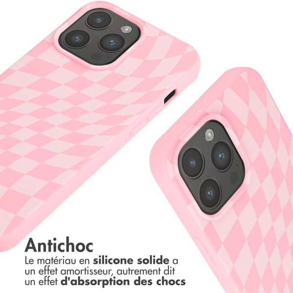 iMoshion Coque design en silicone avec cordon iPhone 15 Pro Max - Retro Pink