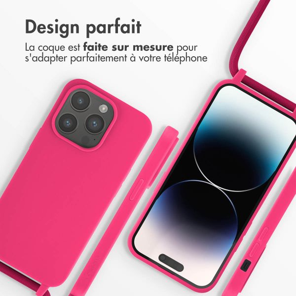 imoshion ﻿Coque en silicone avec cordon iPhone 14 Pro - Rose Fluo