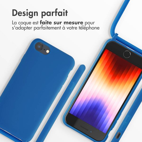 imoshion ﻿Coque en silicone avec cordon iPhone SE (2022 / 2020) / 8 / 7 - Bleu