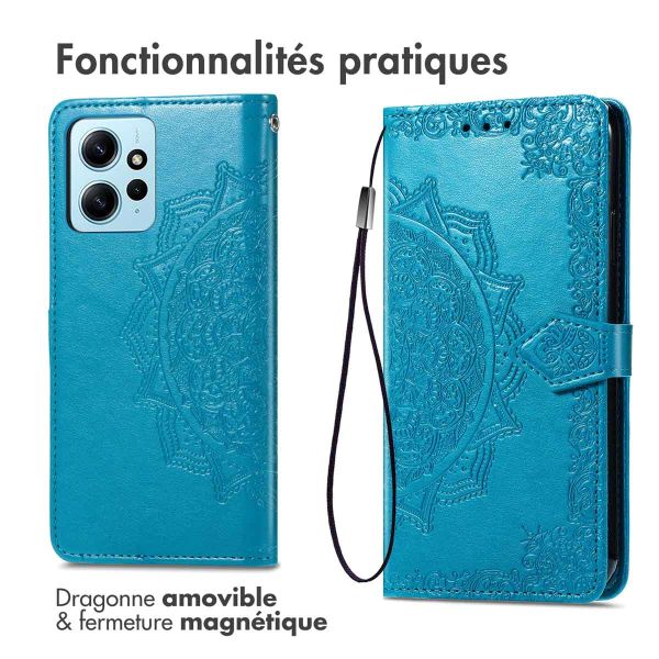 iMoshion Etui de téléphone portefeuille Mandala Xiaomi Redmi Note 12 (4G) - Turquoise