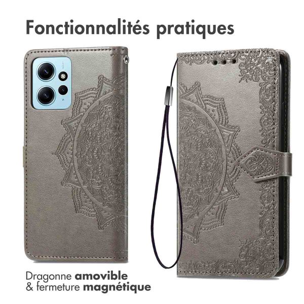 iMoshion Etui de téléphone portefeuille Mandala Xiaomi Redmi Note 12 (4G) - Gris