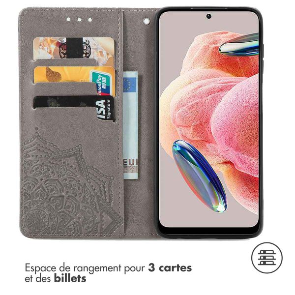 iMoshion Etui de téléphone portefeuille Mandala Xiaomi Redmi Note 12 (4G) - Gris