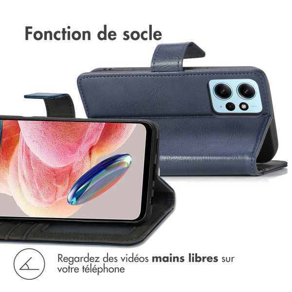 iMoshion Étui de téléphone portefeuille Luxe Xiaomi Redmi Note 12 (4G) - Bleu foncé