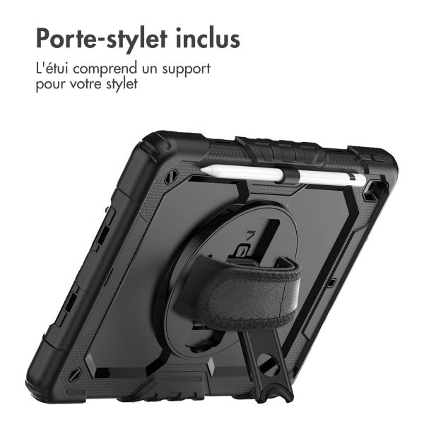 Accezz ﻿Coque arrière robuste avec bandoulière iPad 9 (2021) 10.2 pouces / iPad 8 (2020) 10.2 pouces / iPad 7 (2019) 10.2 pouces - Noir