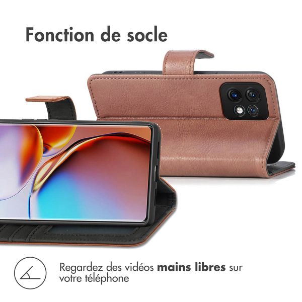 imoshion Étui de téléphone portefeuille Luxe Motorola Edge 40 Pro - Brun