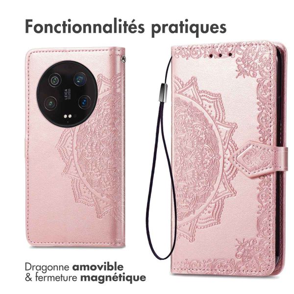 imoshion Etui de téléphone portefeuille Mandala Xiaomi 13 Ultra - Rose Dorée