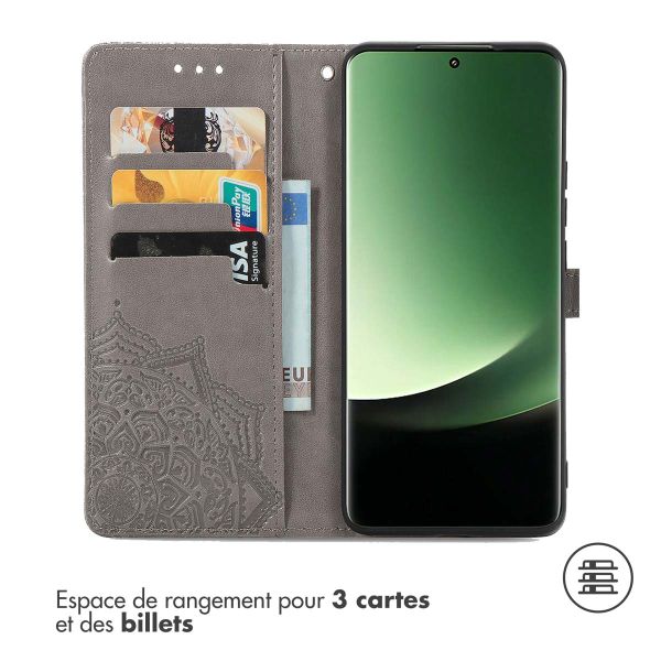 imoshion Etui de téléphone portefeuille Mandala Xiaomi 13 Ultra - Gris