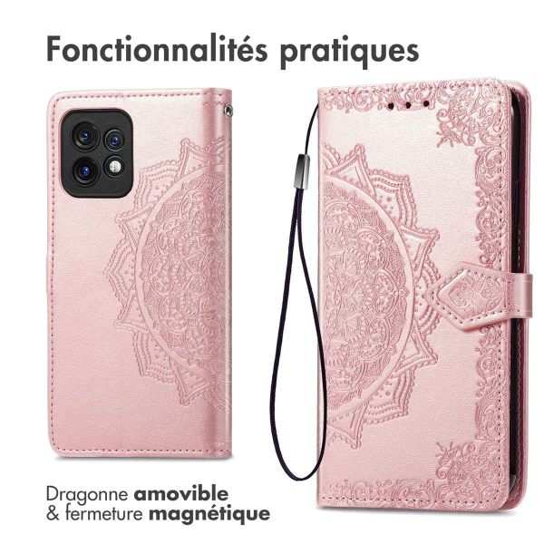 iMoshion Etui de téléphone portefeuille Mandala Motorola Edge 40 Pro - Rose Dorée