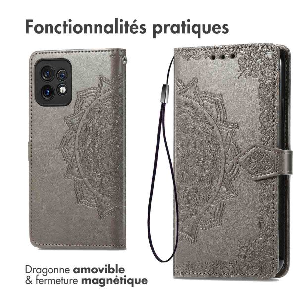 iMoshion Etui de téléphone portefeuille Mandala Motorola Edge 40 Pro - Gris