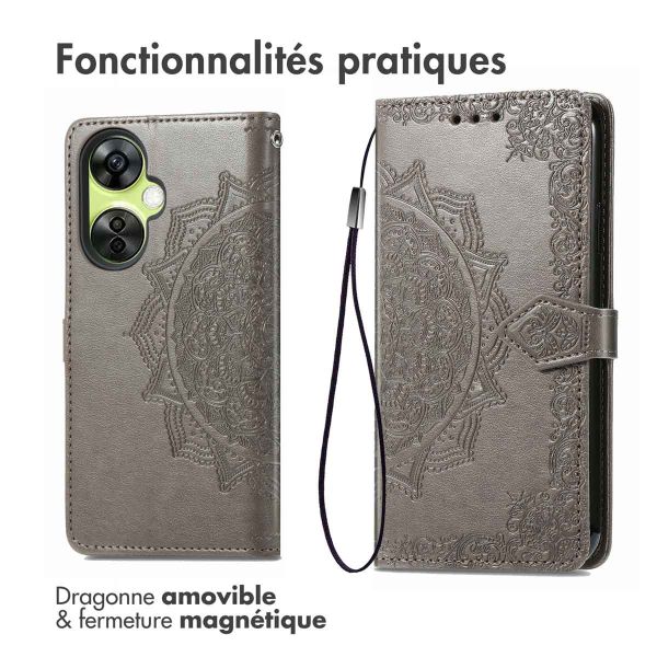 imoshion Etui de téléphone portefeuille Mandala OnePlus Nord CE 3 Lite - Gris