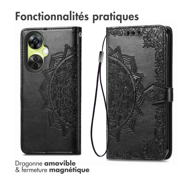 imoshion Etui de téléphone portefeuille Mandala OnePlus Nord CE 3 Lite - Noir