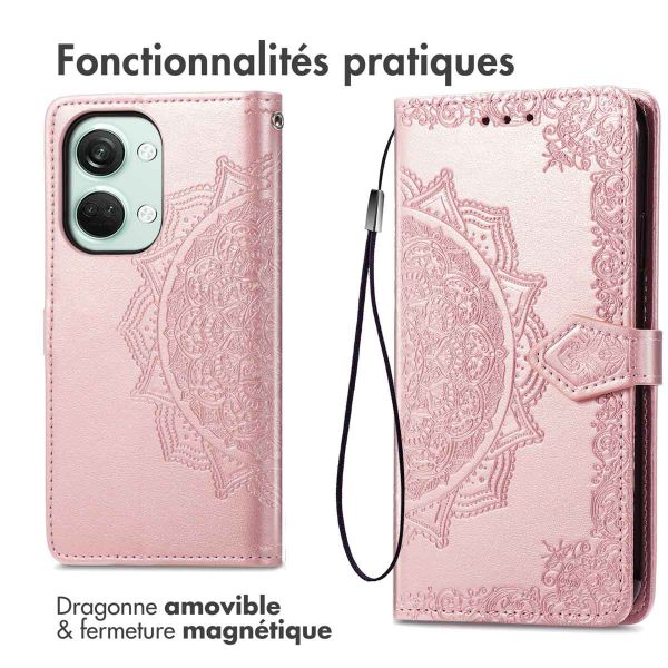 imoshion Etui de téléphone portefeuille Mandala OnePlus Nord 3 - Rose Dorée