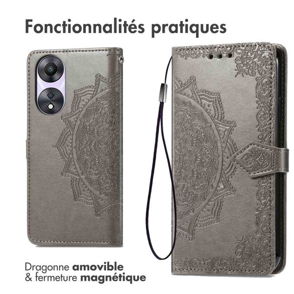 iMoshion Etui de téléphone portefeuille Mandala Oppo A78 (5G) - Gris