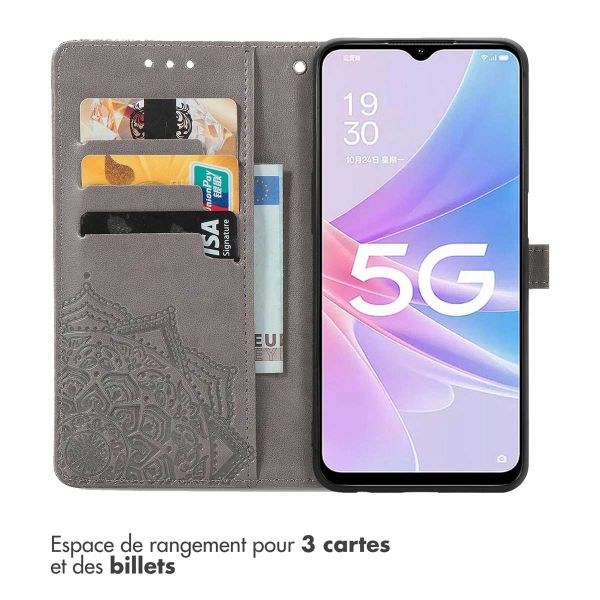 imoshion Etui de téléphone portefeuille Mandala Oppo A78 (4G) - Gris