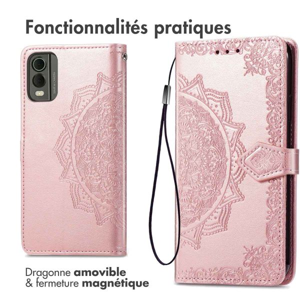 imoshion Etui de téléphone portefeuille Mandala Nokia C32 - Rose Dorée