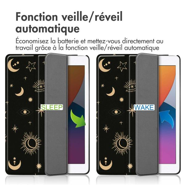 imoshion Coque tablette Design Trifold iPad 9 (2021) 10.2 pouces / iPad 8 (2020) 10.2 pouces / iPad 7 (2019) 10.2 pouces - Stars Sky