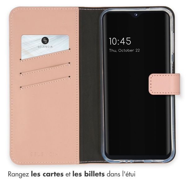 Selencia Étui de téléphone portefeuille en cuir véritable Samsung Galaxy A14 (5G/4G) - Dusty Pink