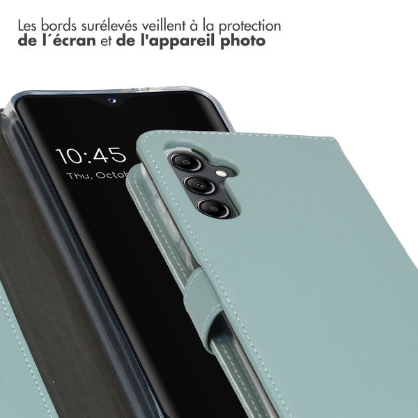 Selencia Étui de téléphone portefeuille en cuir véritable Samsung Galaxy A14 (5G/4G) - Air Blue