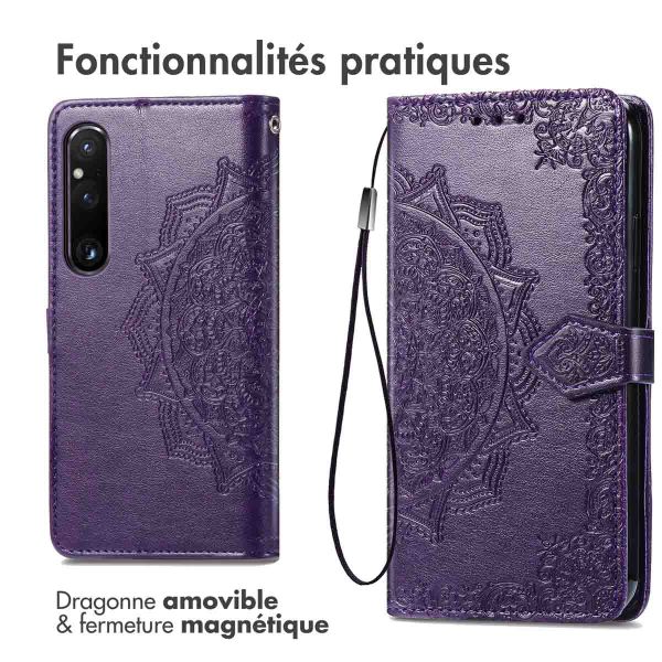 imoshion Etui de téléphone portefeuille Mandala Sony Xperia 1 V - Violet