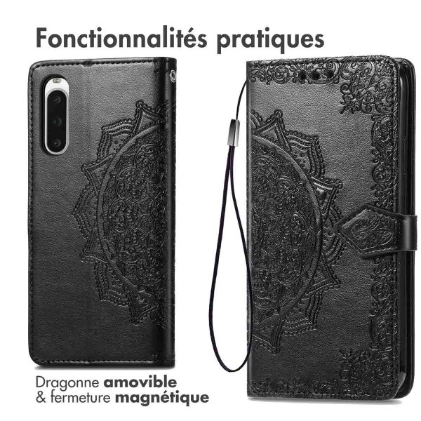 imoshion Etui de téléphone portefeuille Mandala Sony Xperia 10 V - Noir