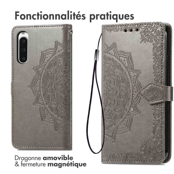 iMoshion Etui de téléphone portefeuille Mandala Sony Xperia 10 V - Gris