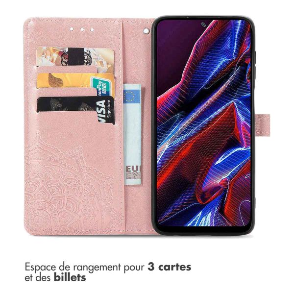 imoshion Etui de téléphone portefeuille Mandala Xiaomi Poco X5 5G - Rose Dorée