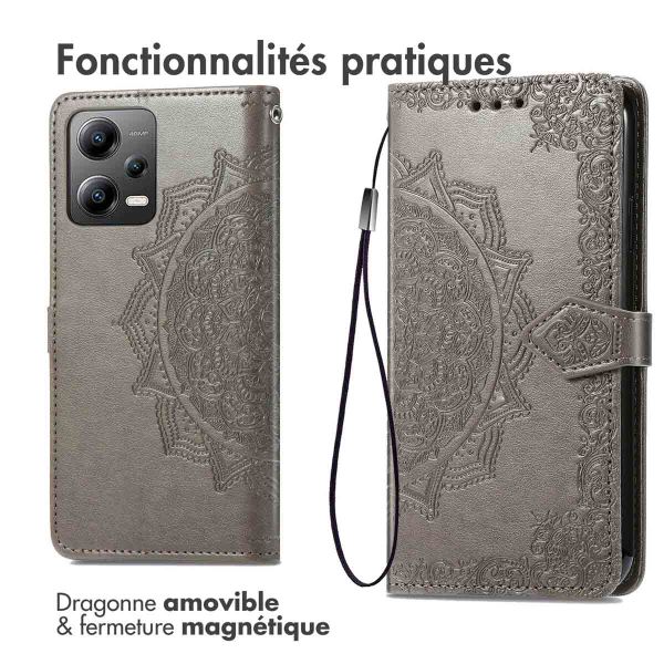 imoshion Etui de téléphone portefeuille Mandala Xiaomi Poco X5 5G - Gris