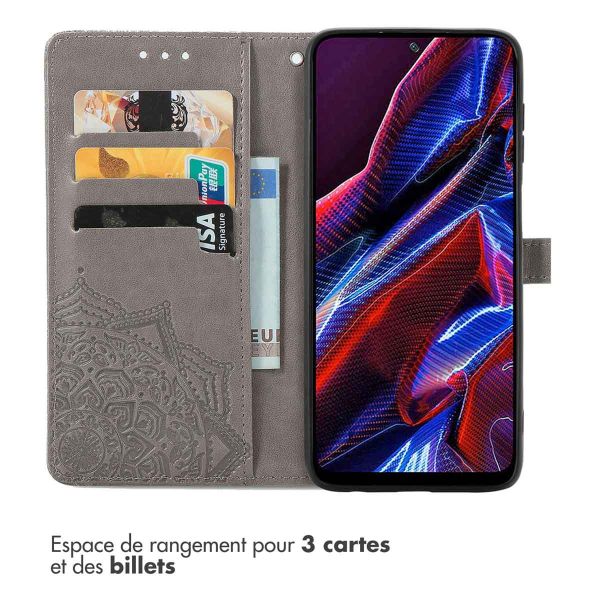 imoshion Etui de téléphone portefeuille Mandala Xiaomi Poco X5 5G - Gris