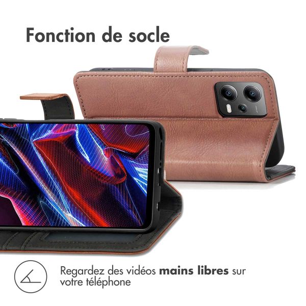 iMoshion Étui de téléphone portefeuille Luxe Xiaomi Poco X5 5G - Brun